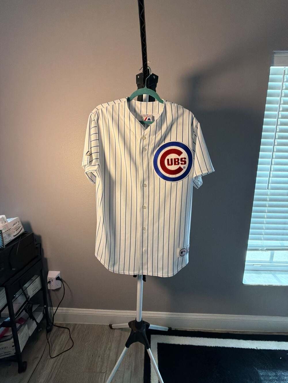 Vintage Majestic Chicago Cubs MLB Pinstripe Baseball Jersey Size L Made in USA